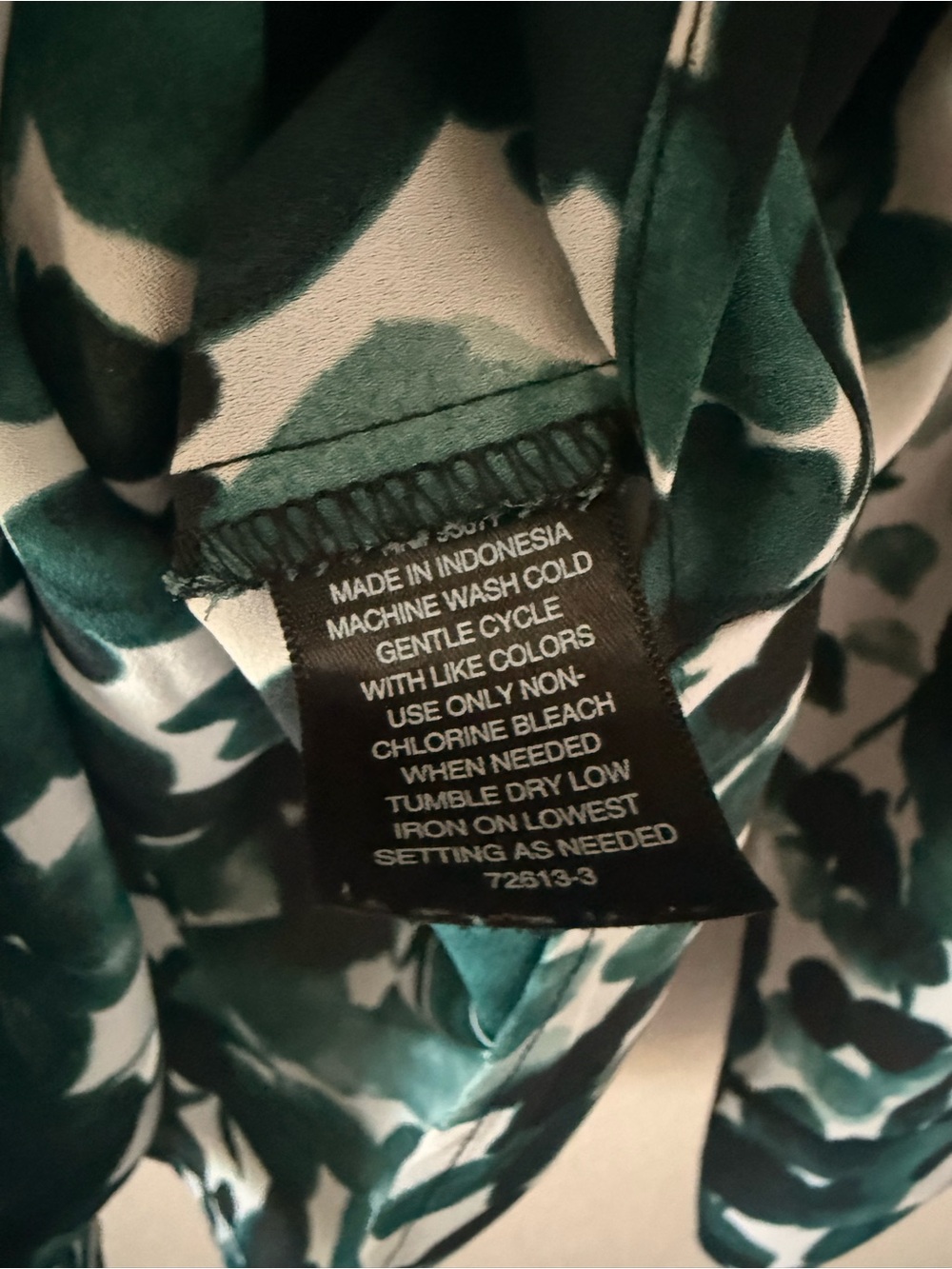 Worthington Teal and Black Floral Button-Down Blouse - Picture 8 of 8